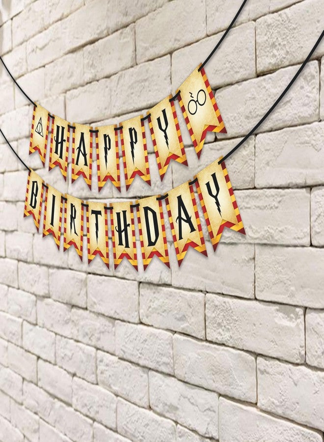 WOBBOX Orange & Red Colour Happy Birthday Bunting Banner/Harry Potter Theme Birthday Party/Happy Birthday Banner, Medium (WOBOX1882) - Image 4